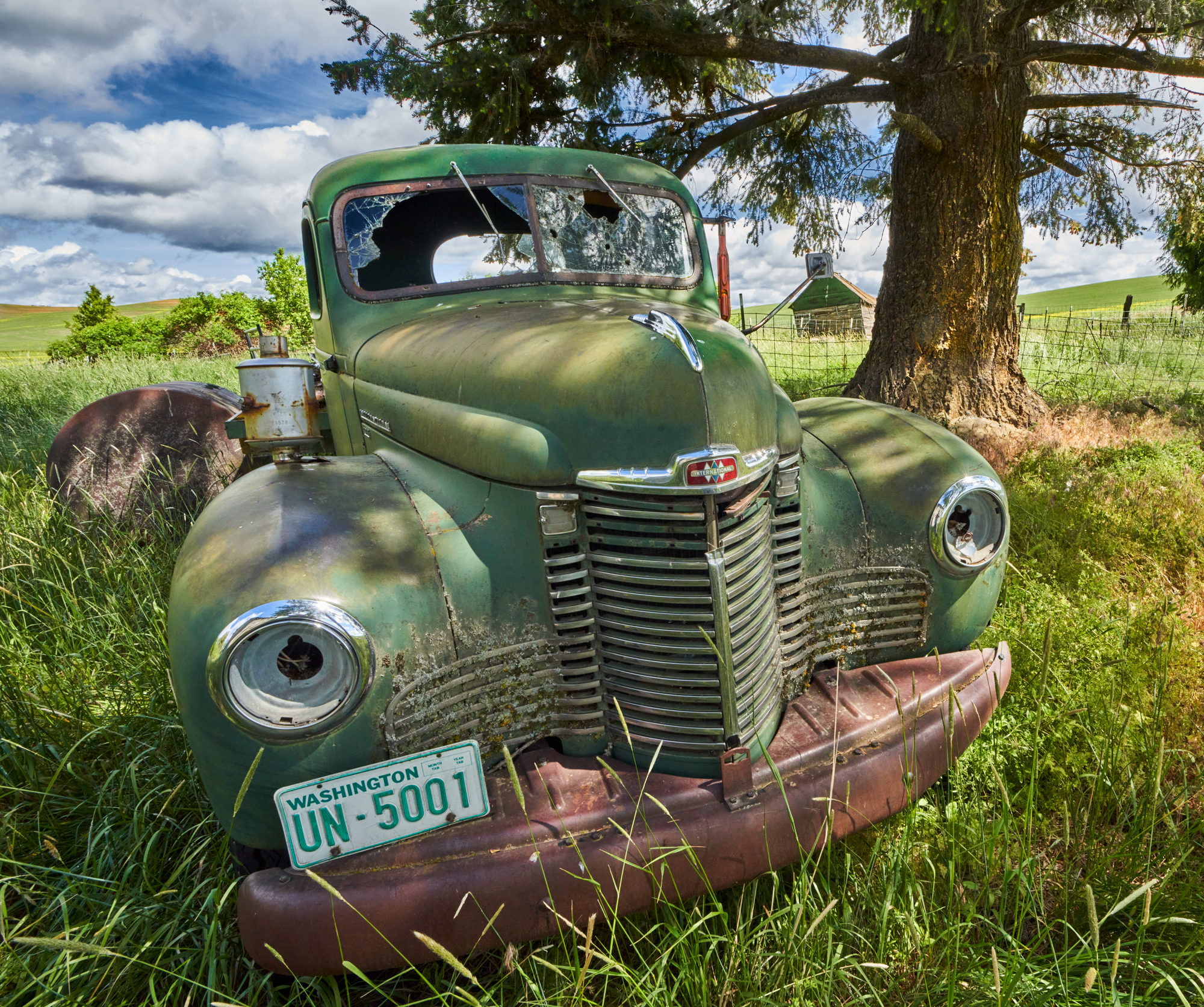 One day the owner turned the key off, left the truck parked on the lawn and it hasn't moved since.