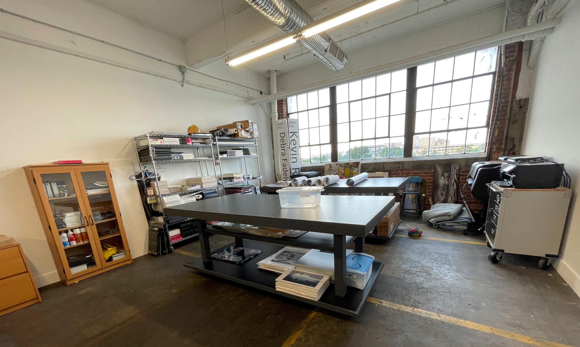 Great North Light windows. You can also see our two print inspection tables.