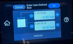 Set custom paper size on the printer