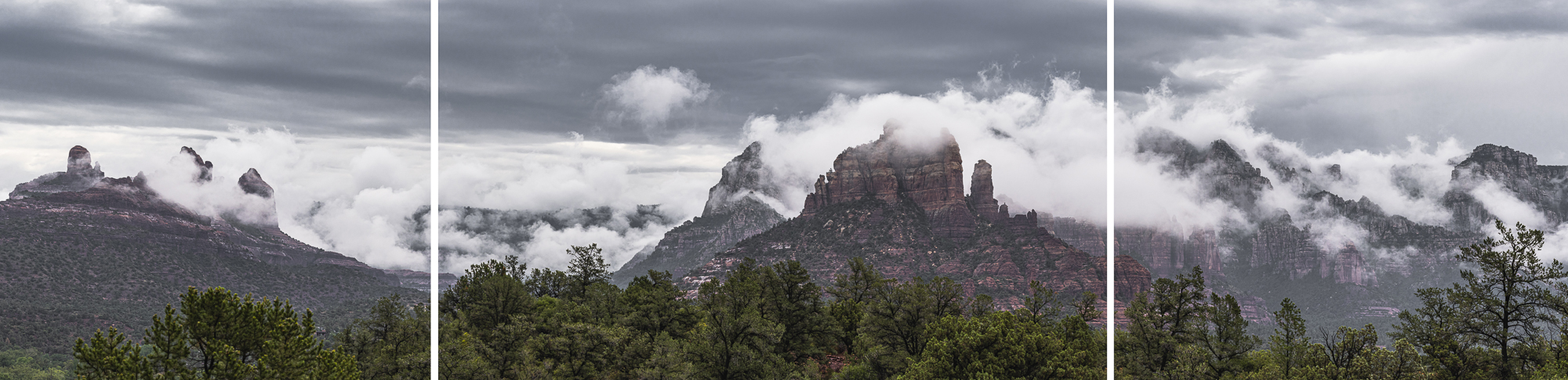 Tryptic: Monsoon Clouds Over the Mogollon Rim
