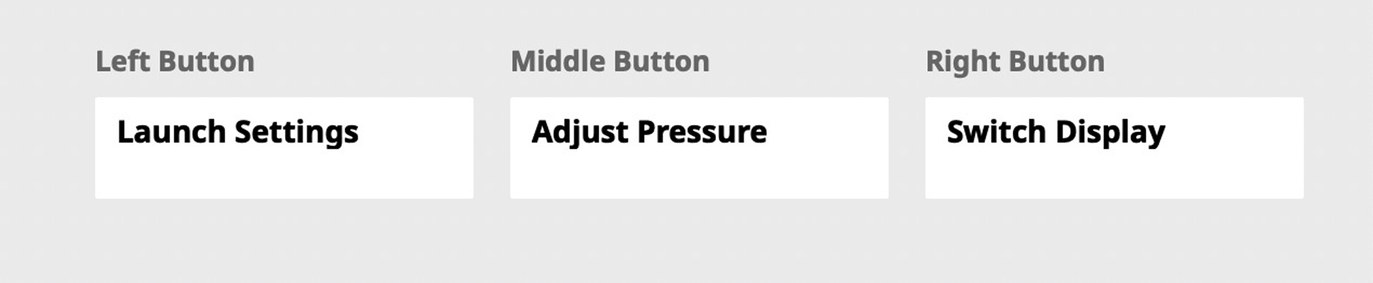 This screen sets the three buttons on the tablet up. There a number of choices for each button or you can just disable all of them