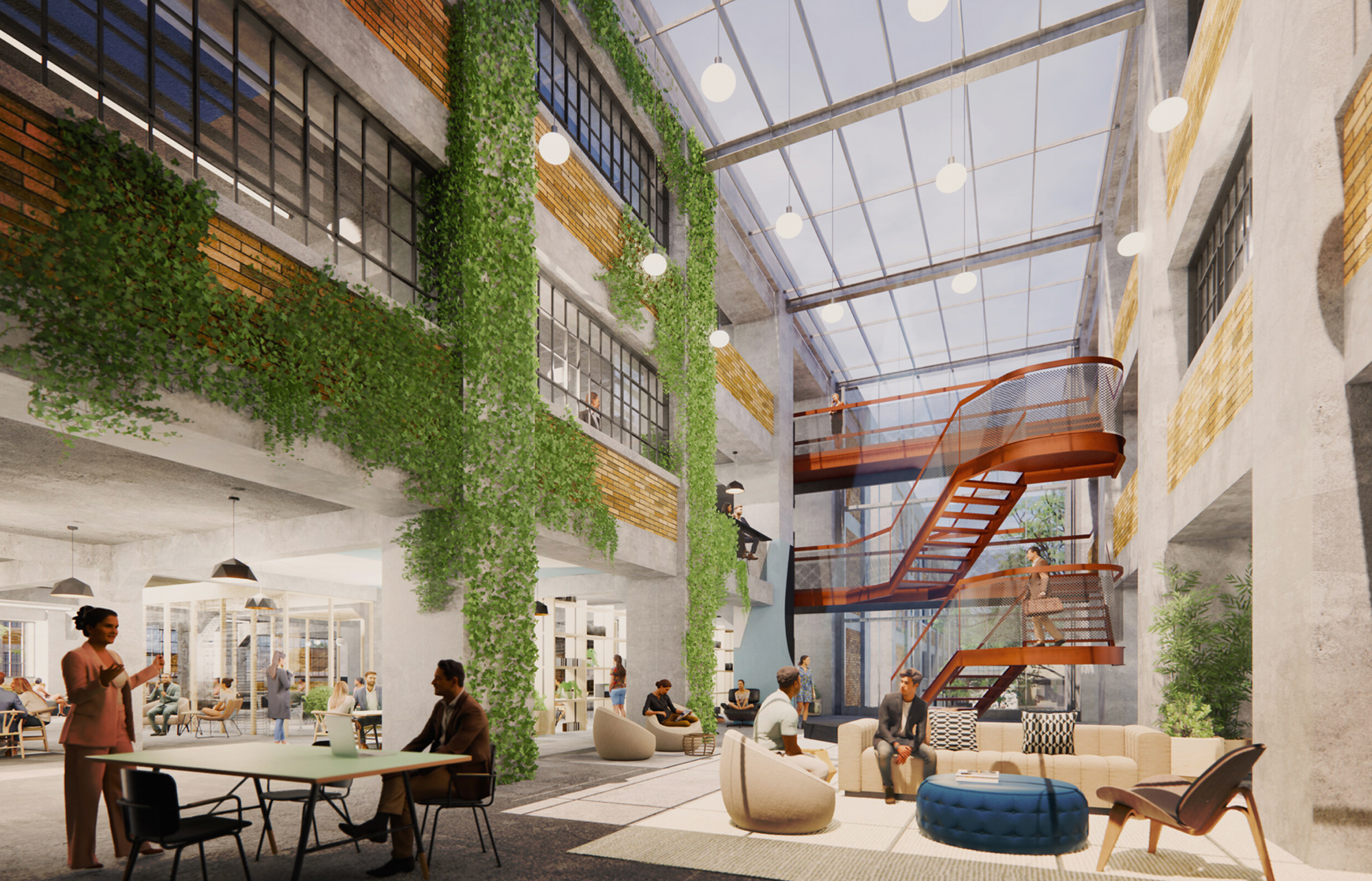 Rendering of the remodeled Stutz Building