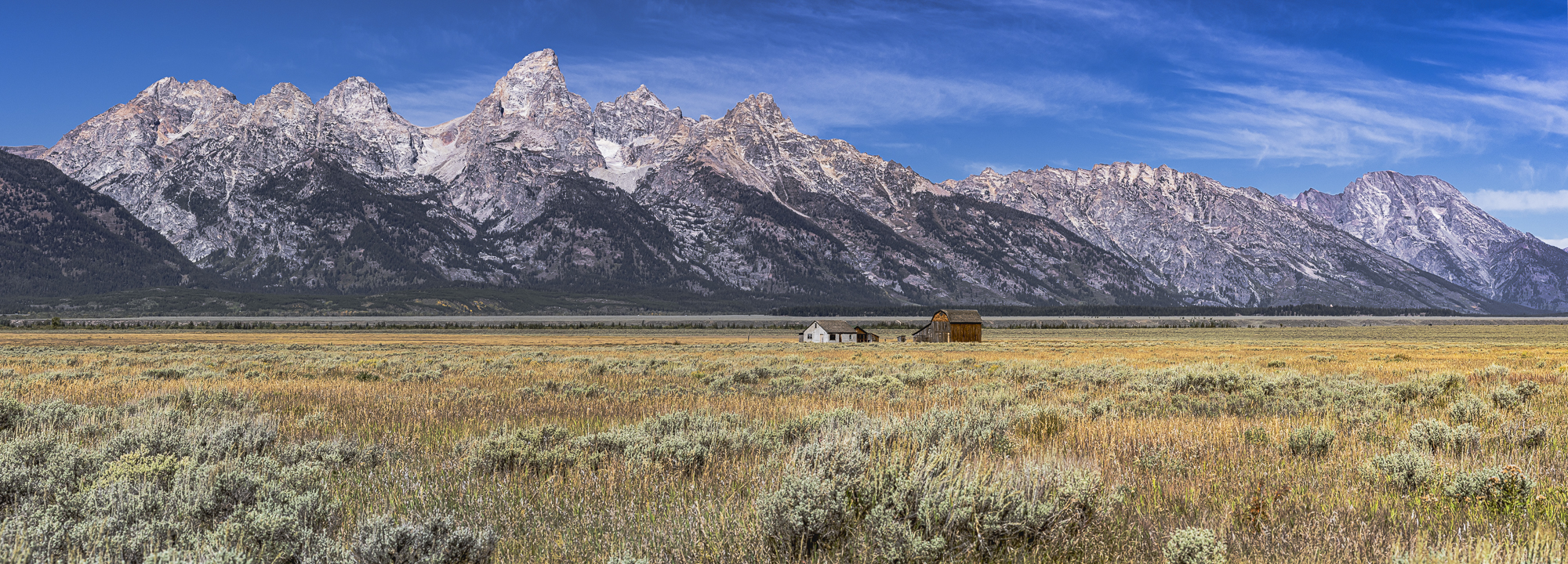 Morman House & Barn in wide expanse of unoccupied land