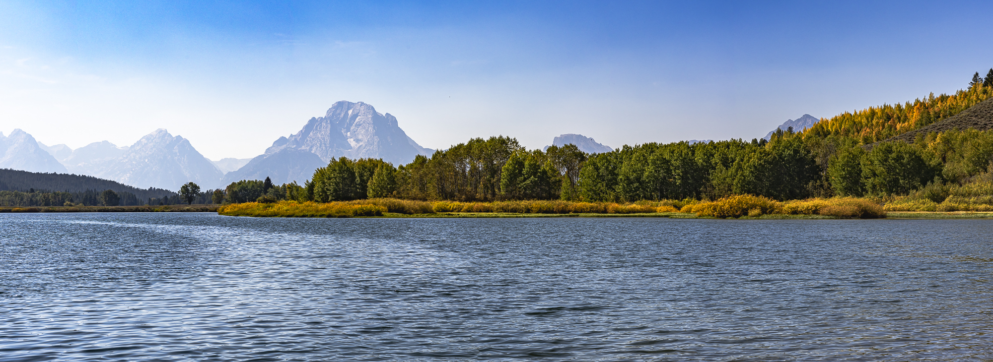 Stitched Panorama of the northern Tetons from the Oxbow
