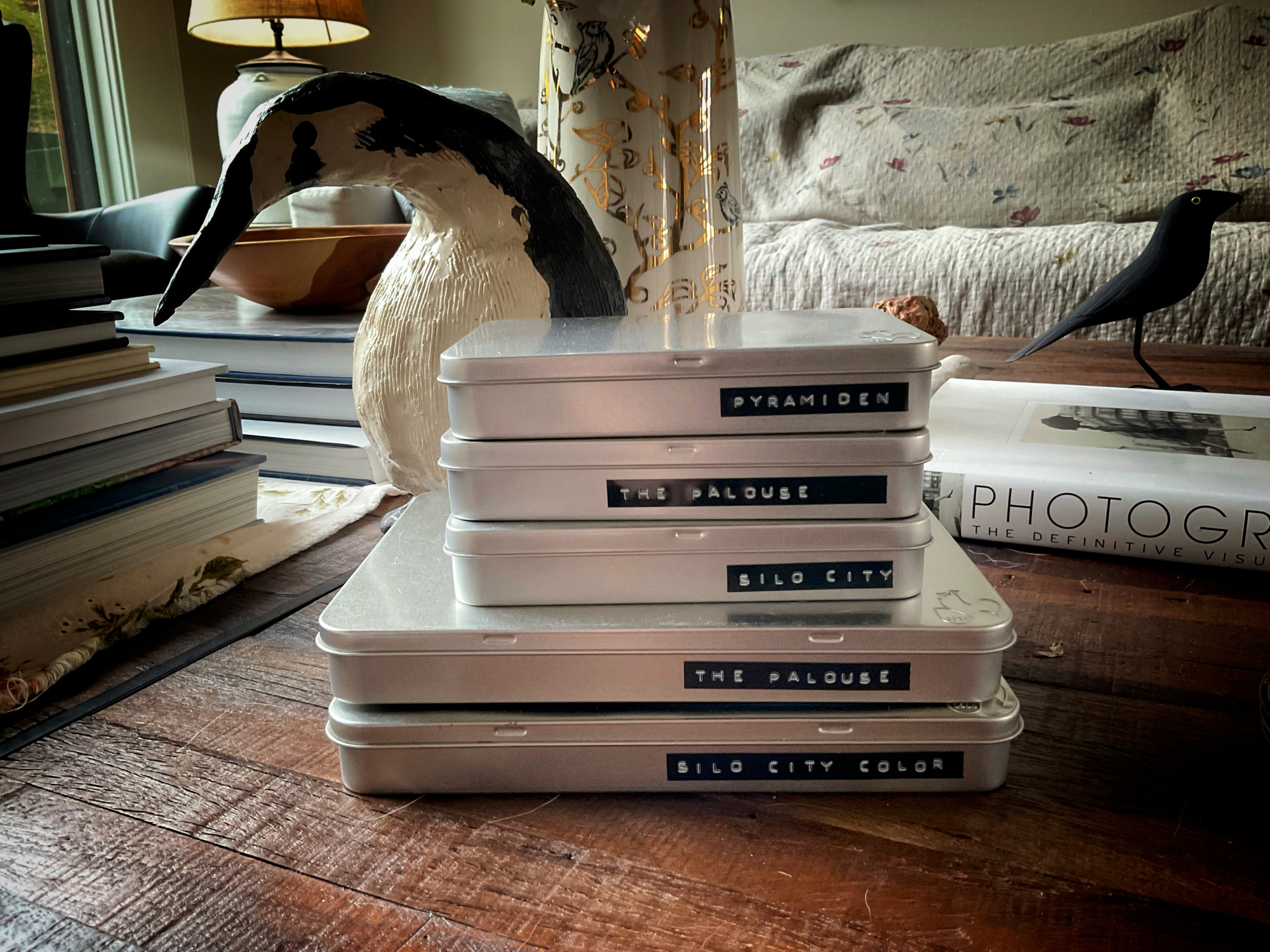 Some of the Tin Portfolios I have on my coffee table