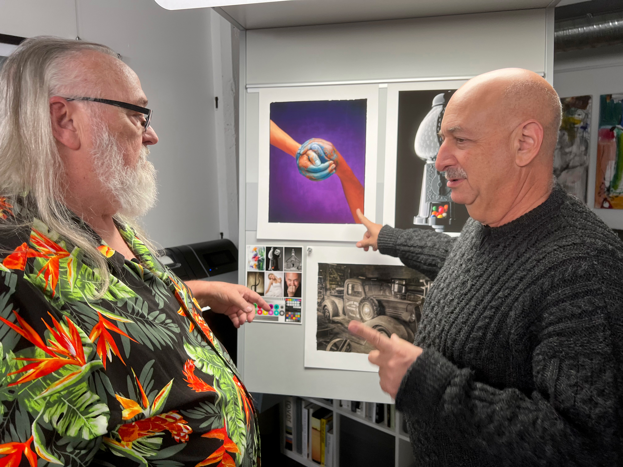 Jeff and Dano viewing on of Jeff more recognized images