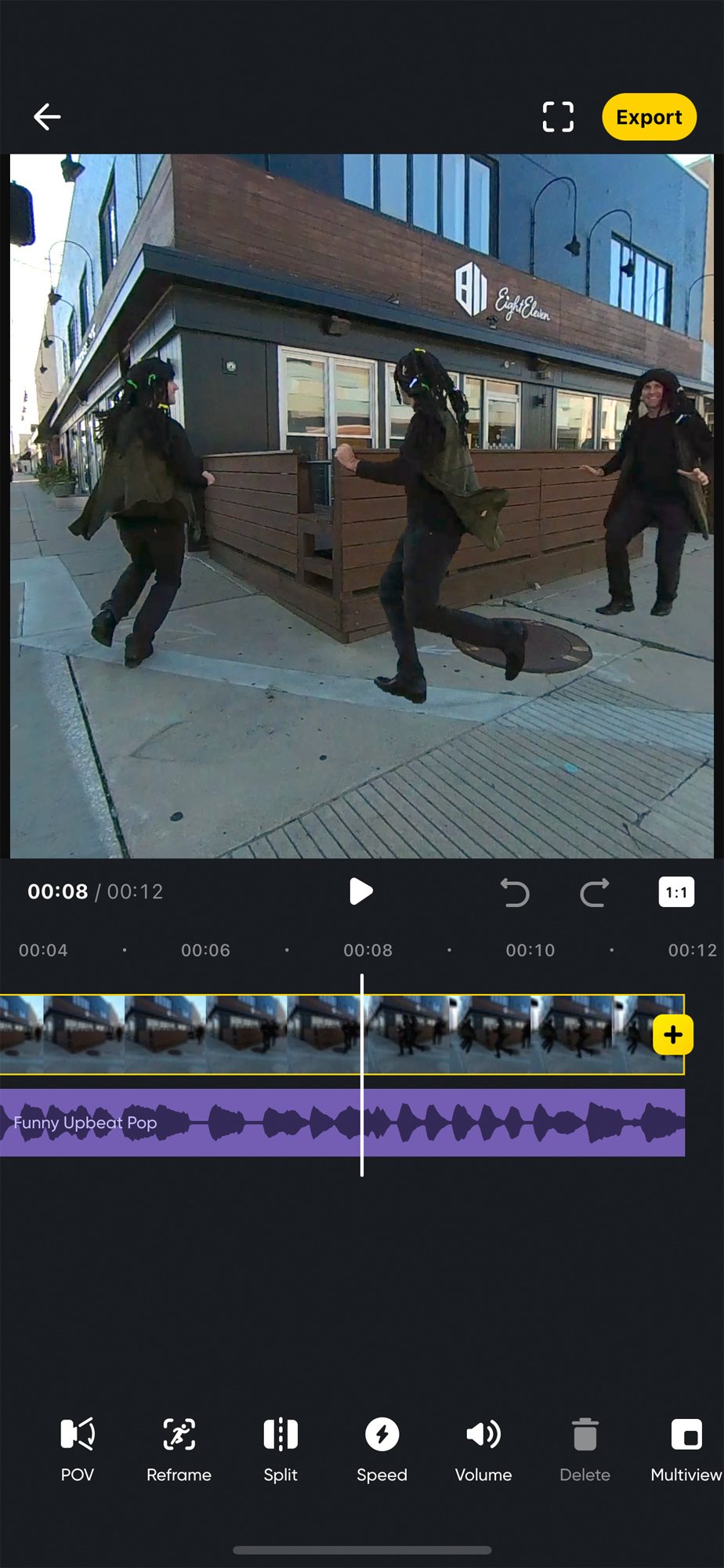 Editing a 360 video in the app