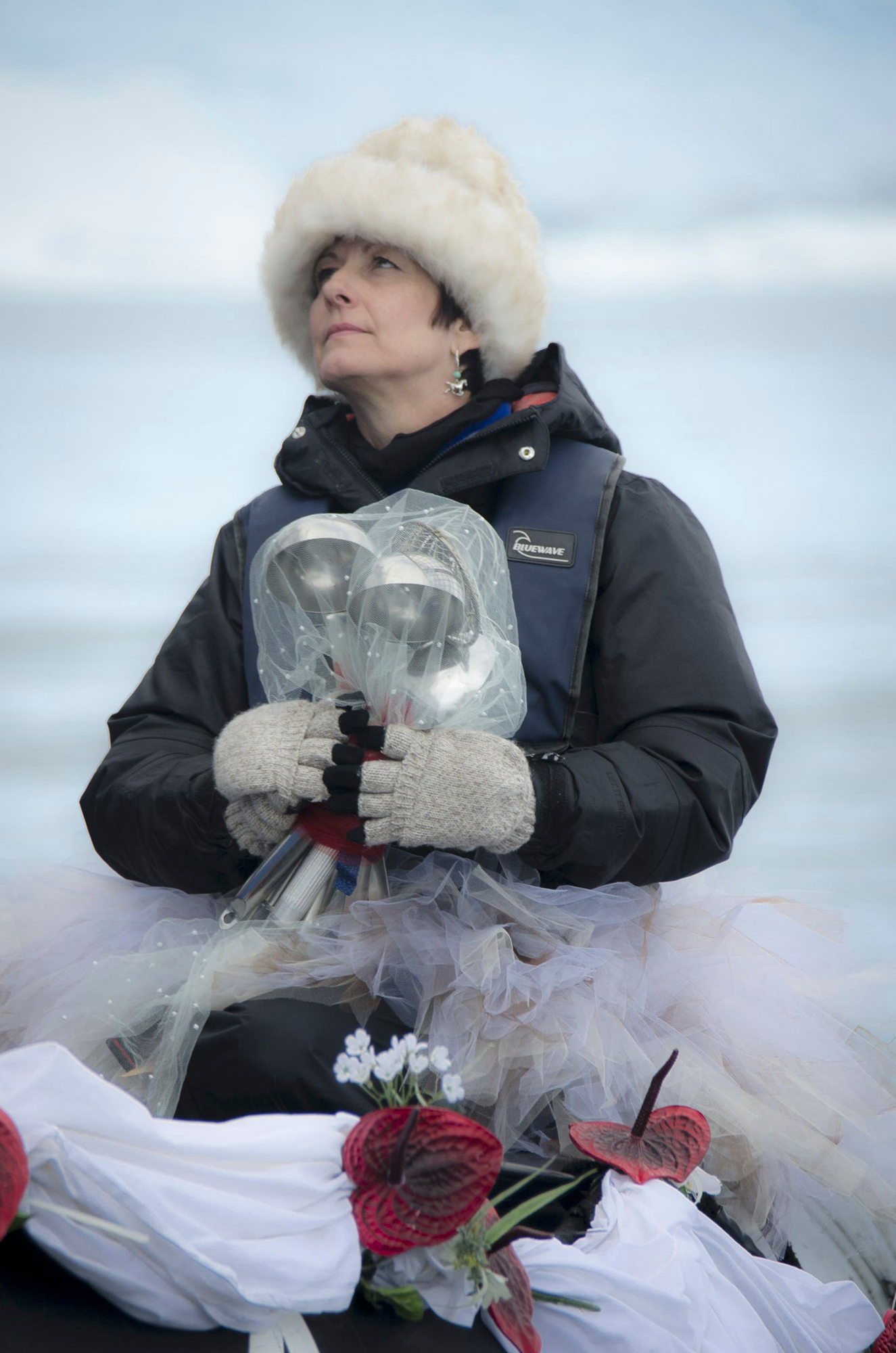 Since real flowers are not permitted in Antarctica Debra made a bouquet out of kitchen utensils