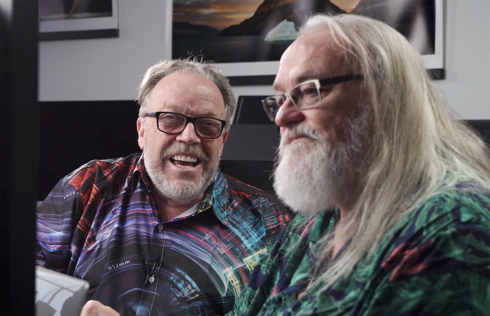 Here I am with Kevin Raber during our video shoot.  Funny thing, when we started, there were sirens–I figured the cops had finally found us out…turned out it was an ambulance going to the hospital. That was close!
