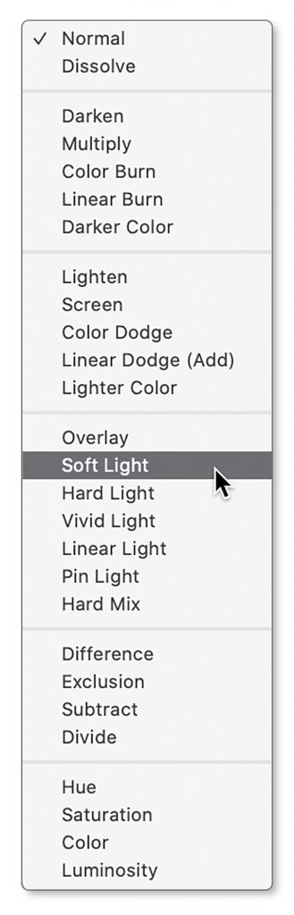 It was added at 100% Opacity and using the Soft Light blend mode.