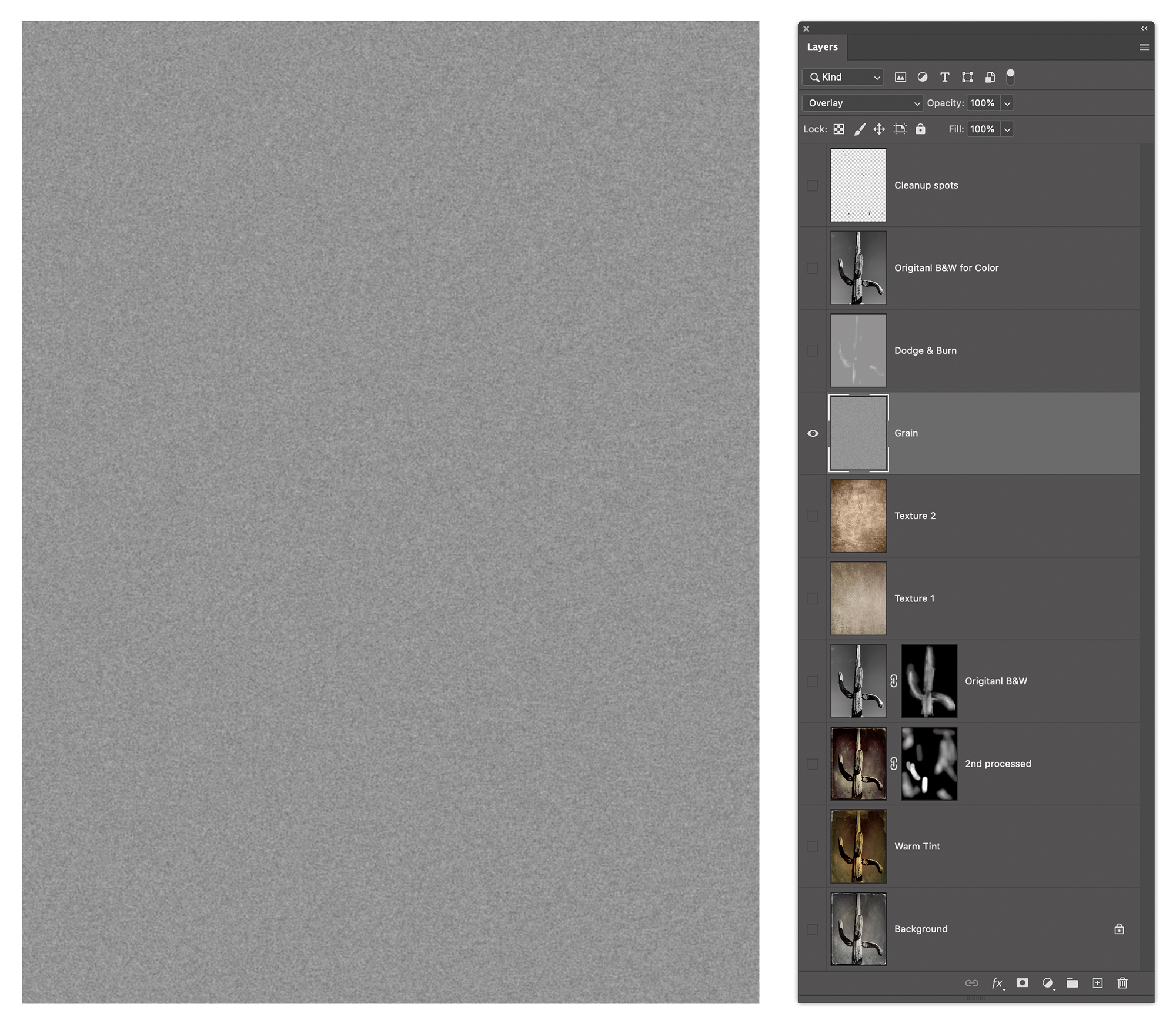 This is a grain layer added in the Overlay blend mode.