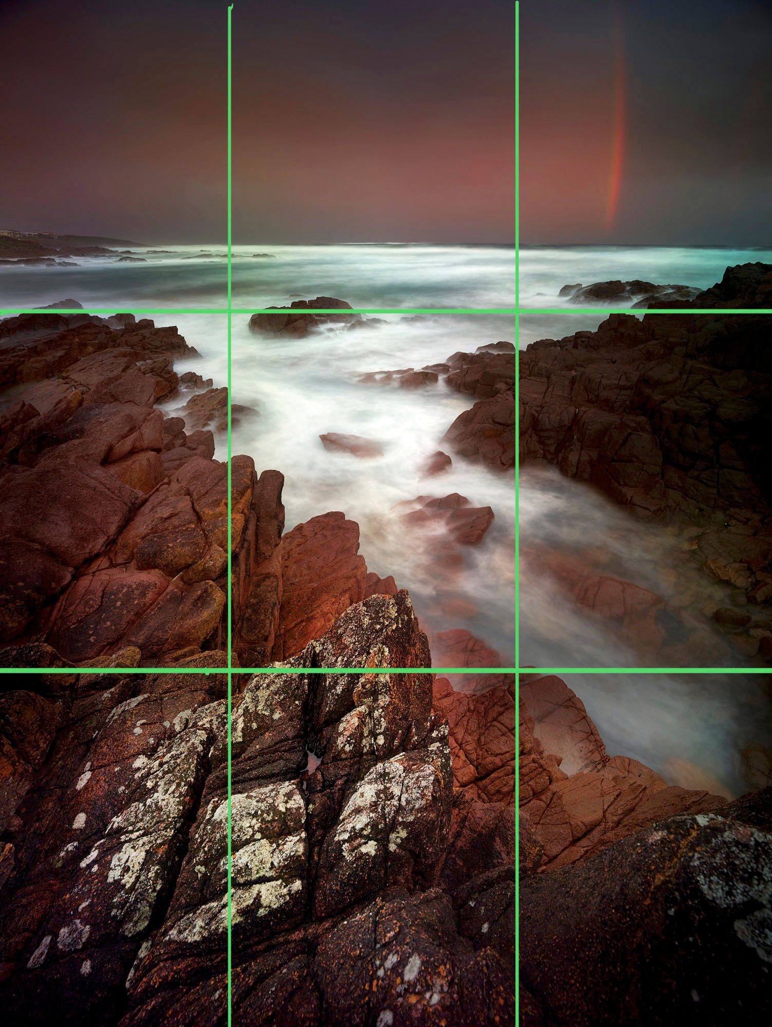 The horizon line does not have to sit on the rule of thirds - very often is is better positioned much lower or much higher.