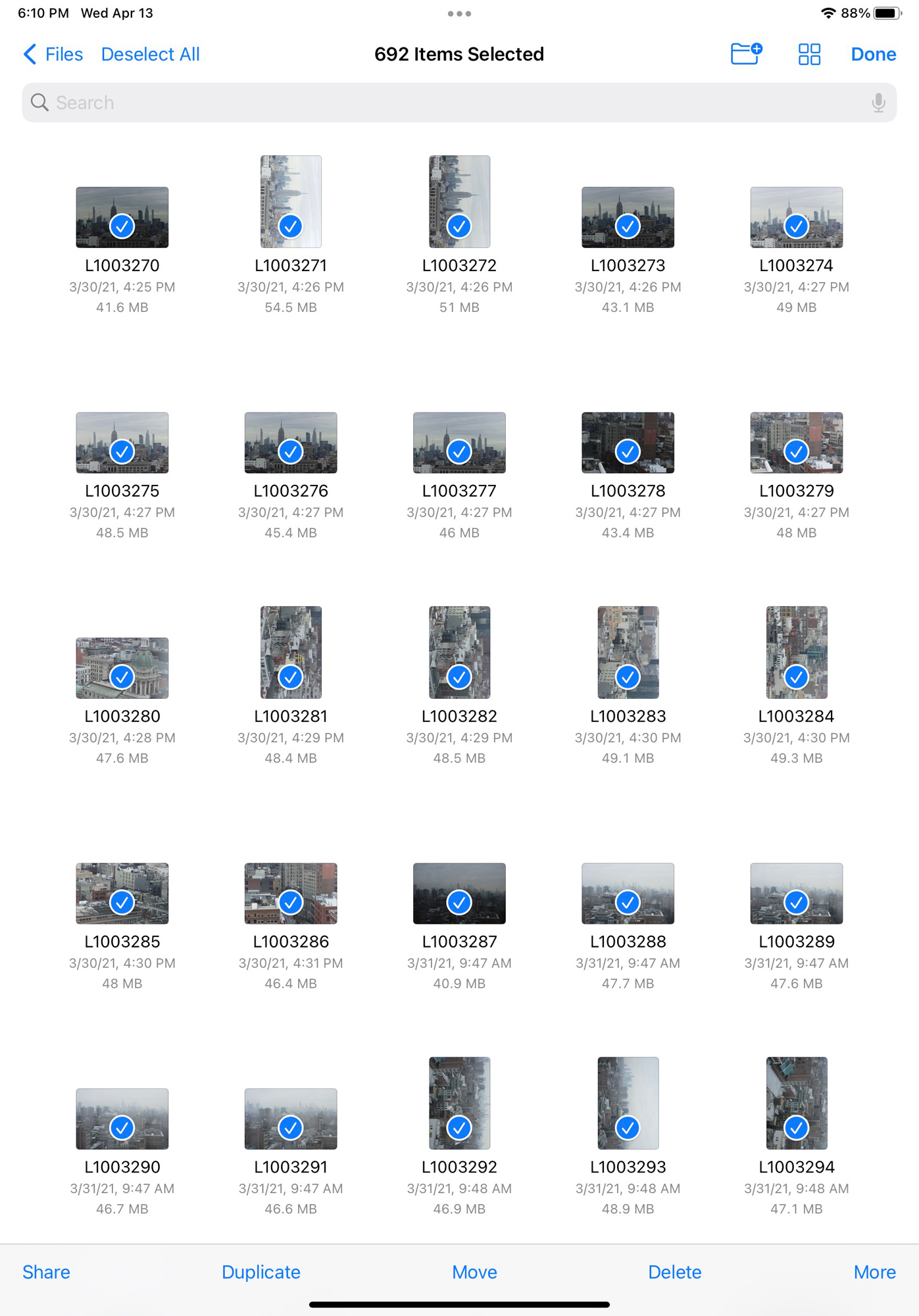 Select the Files in the Files App to Copy to the Hard Drive