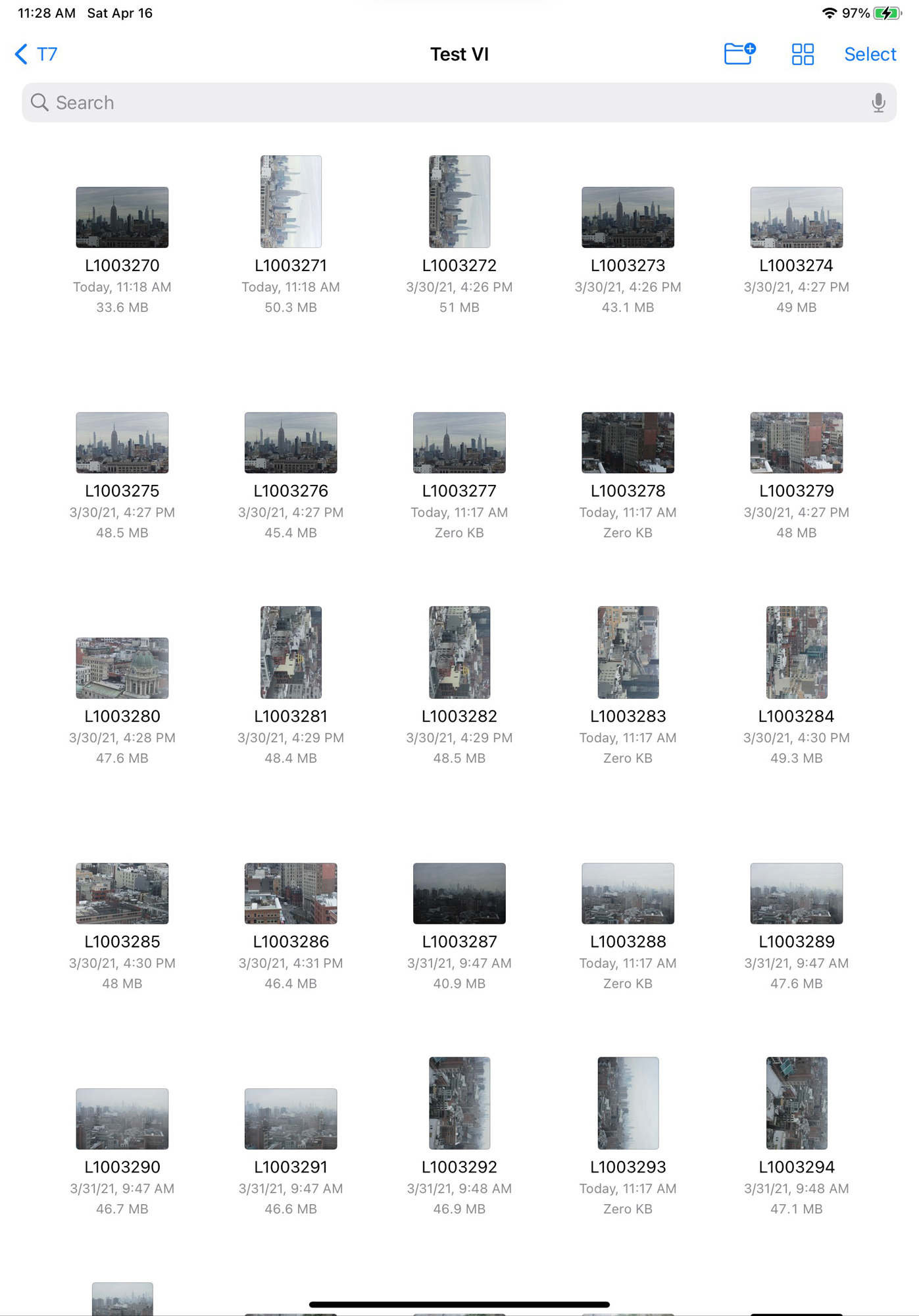 The Files App Display After the Files Have Been Copied to the Hard Drive (T7)