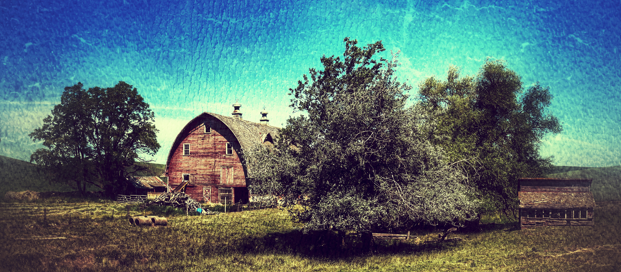 Old dairy barn with chicken coop