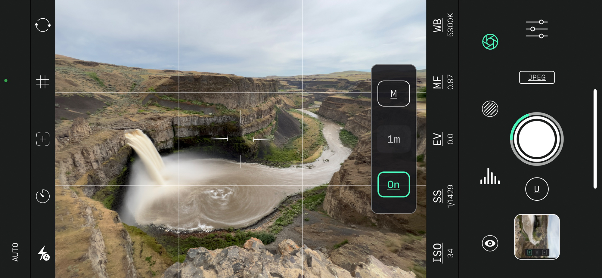 Screen shot of the Reeflex app during expsaoure.