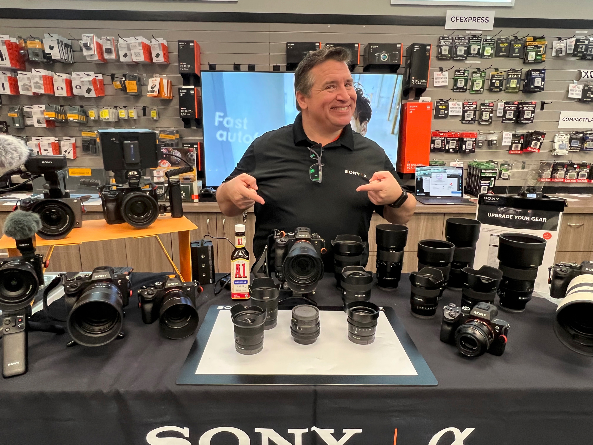 Sony had all its products on display. Do you know there are two a1's? One is for meals and one is for pictures.