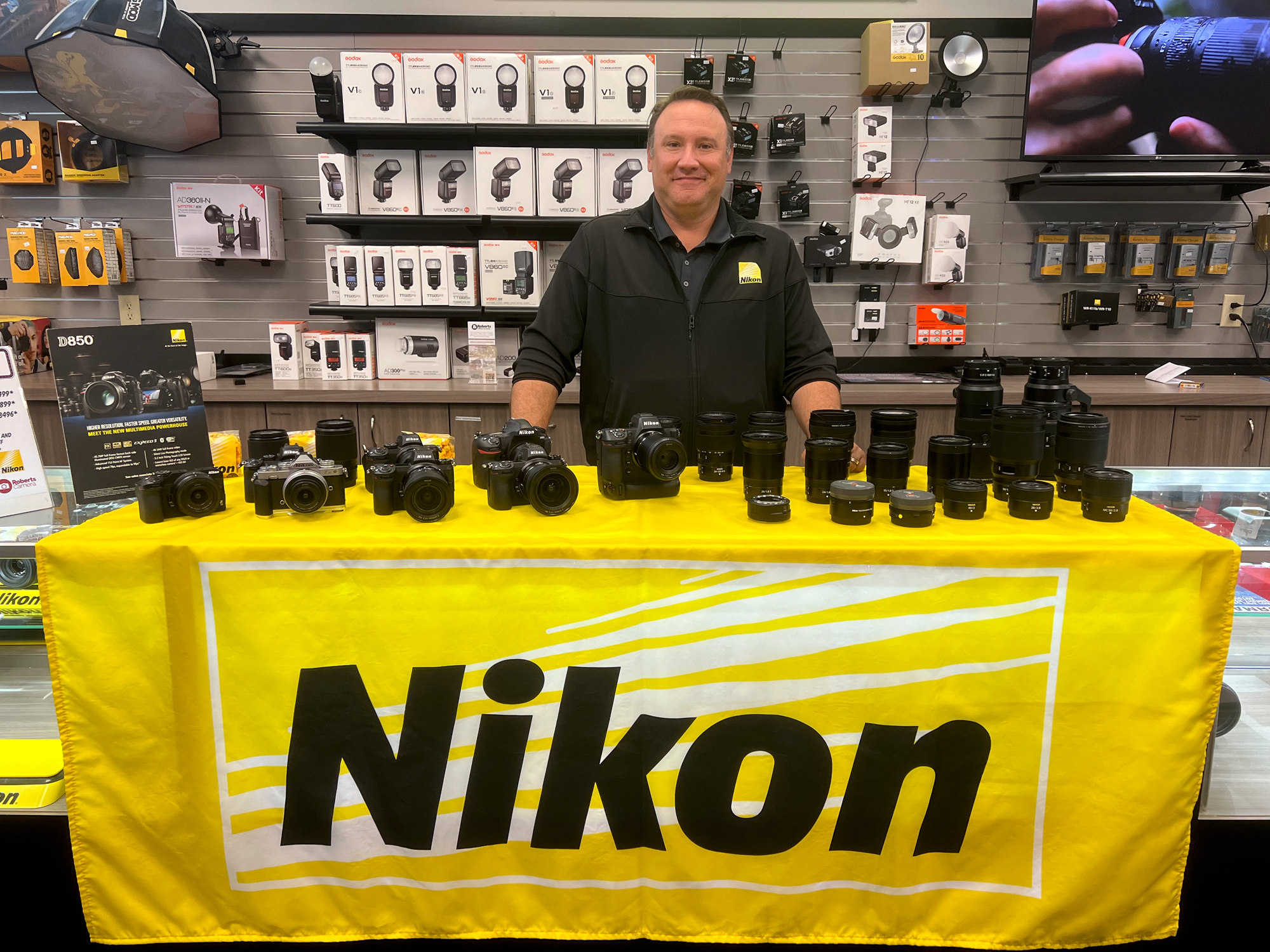 There were a lot of visitors looking at Nikon cameras
