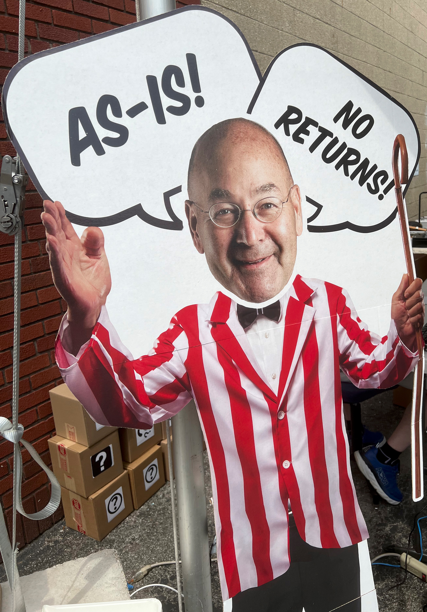 Every tent sale has one of these guys. It's Bruce!