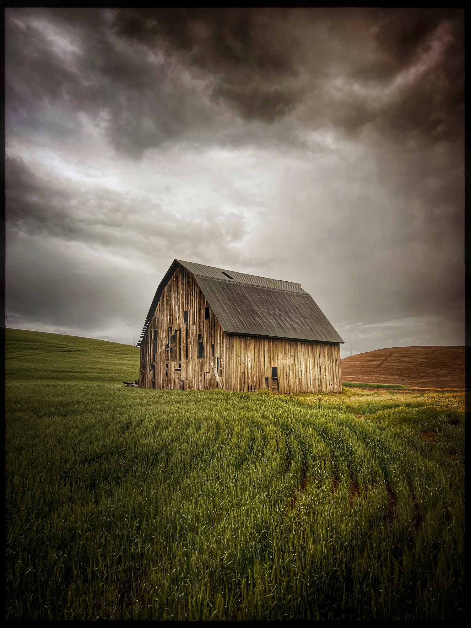 Barn in a field