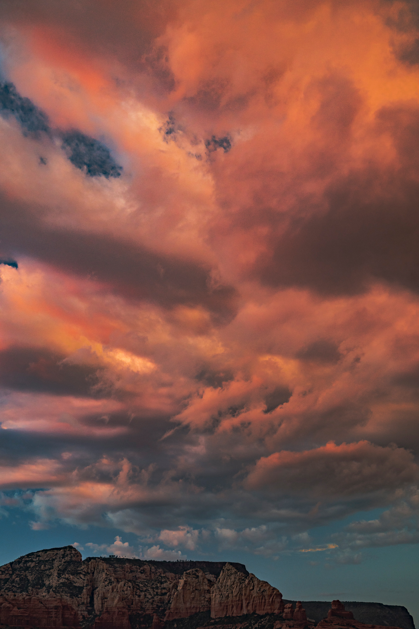 Orange-pink Shredded Monsoon Clouds, Sedona, AZ