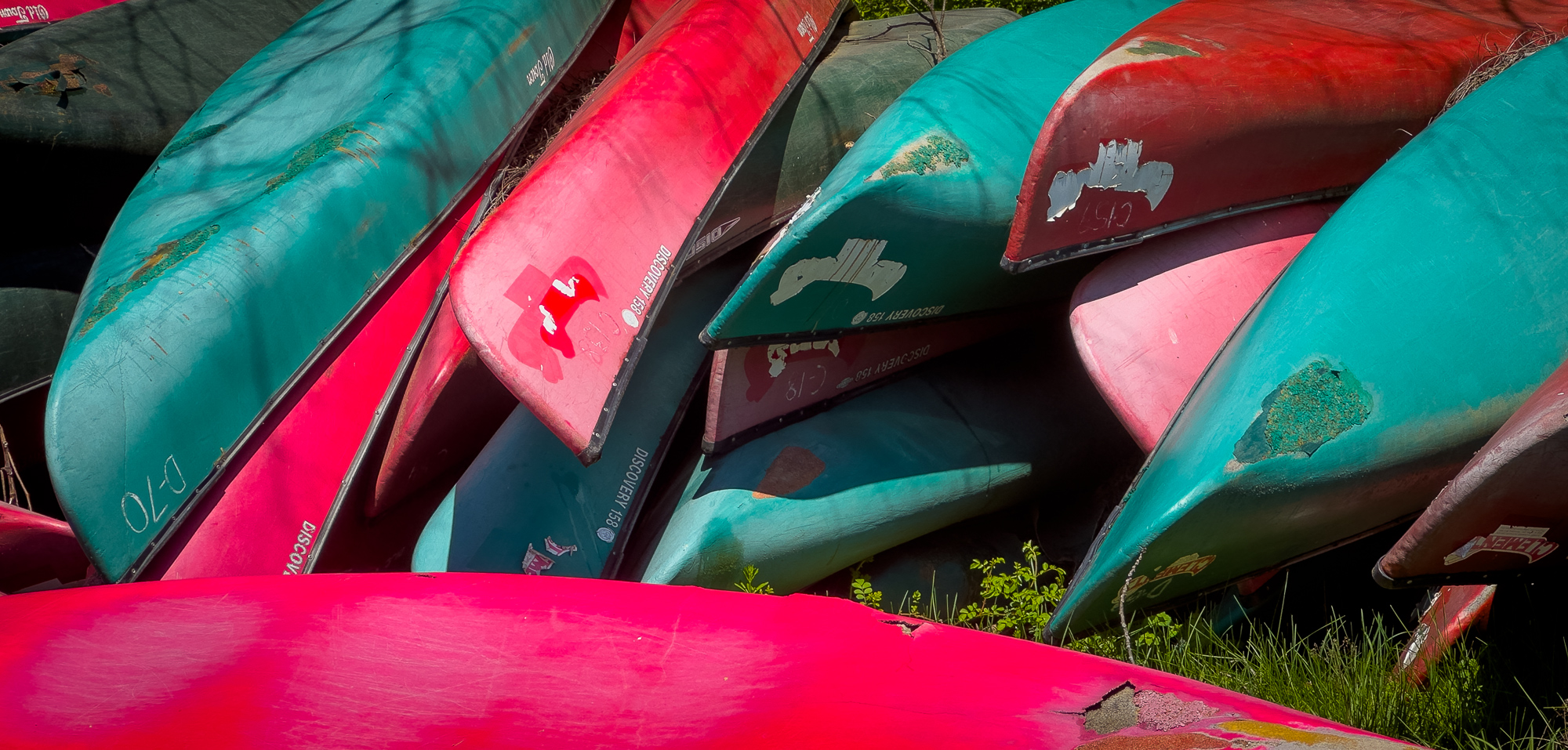 Hundreds of canoes