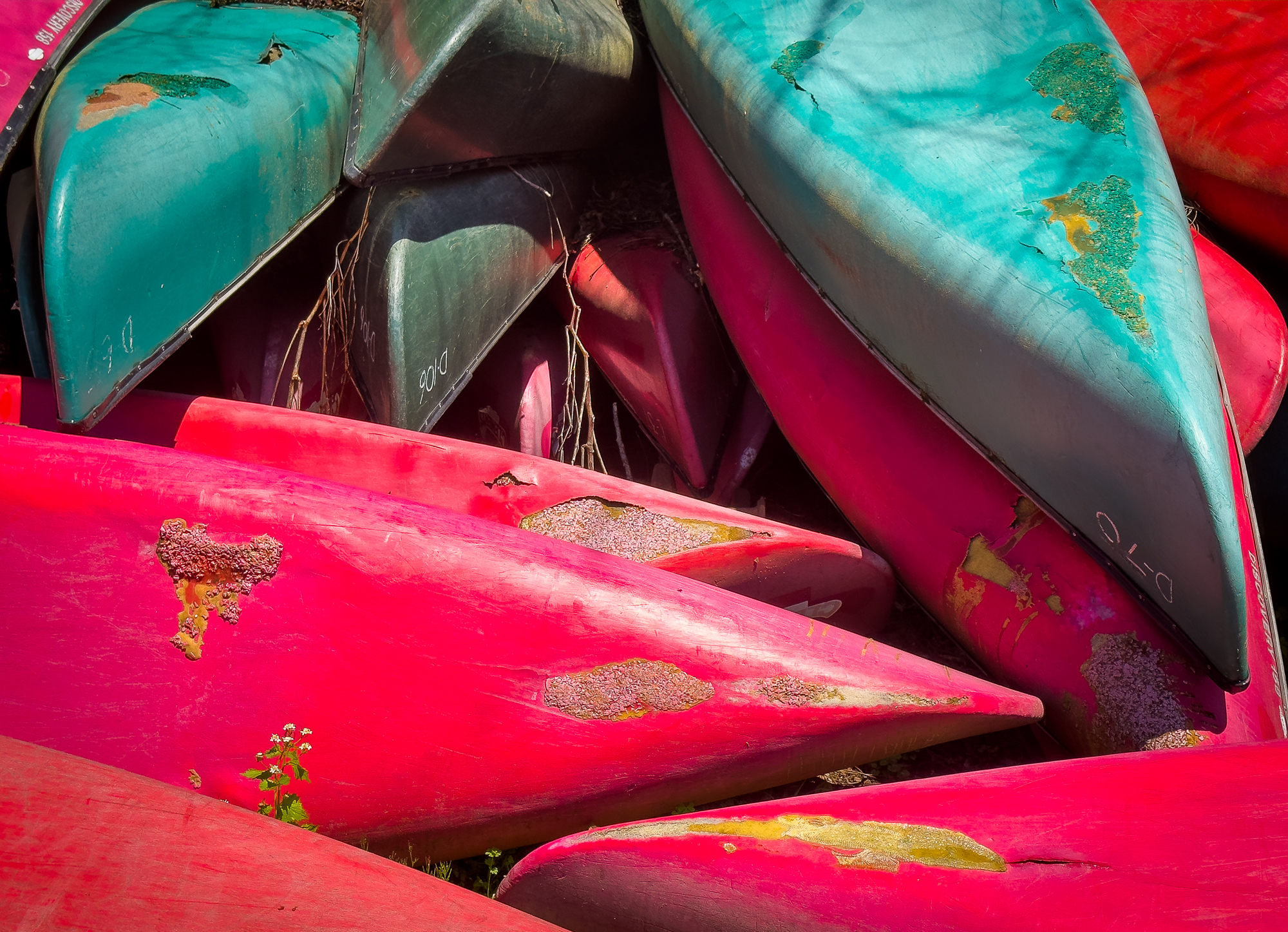 Stacked canoes gave me a chance to play with different compositions