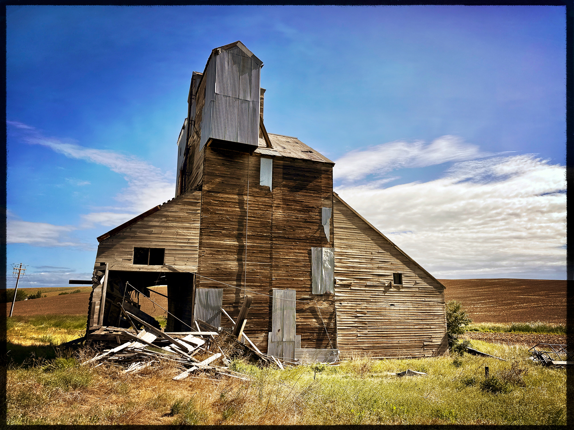 This grain silo has been collapsing for years. 