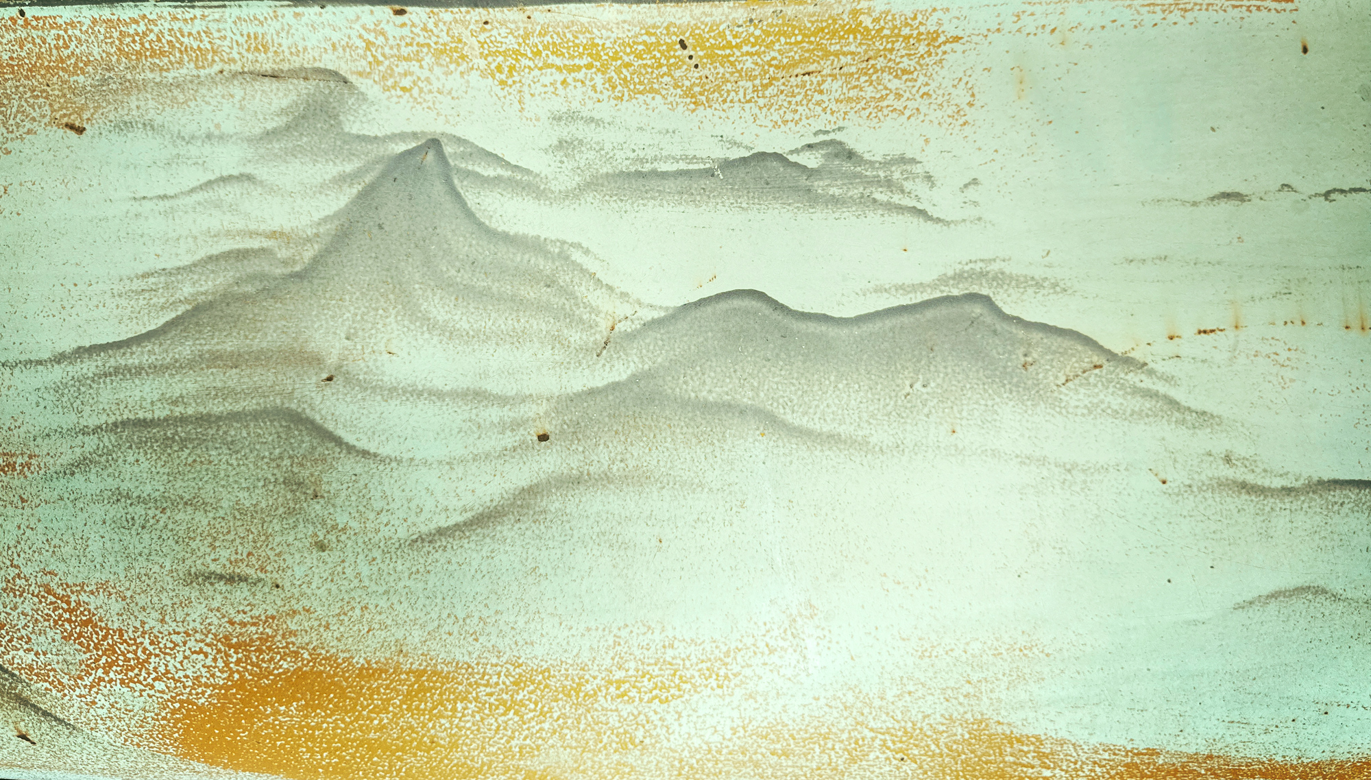 From a truck hood, inverted in processing and resembles a Japanese painting