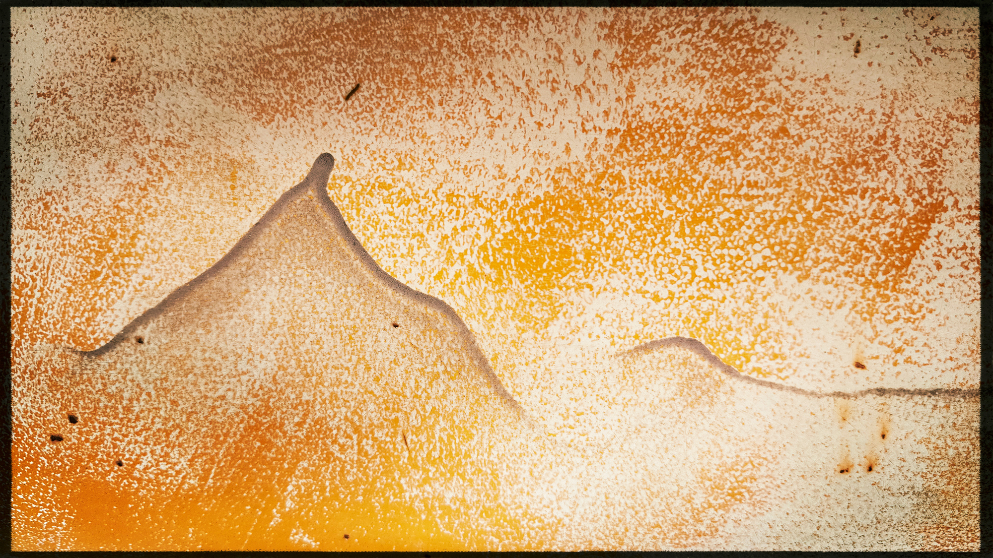This picture and the one below are inverted images from a hood of a truck. I think they look like Japanese paintings