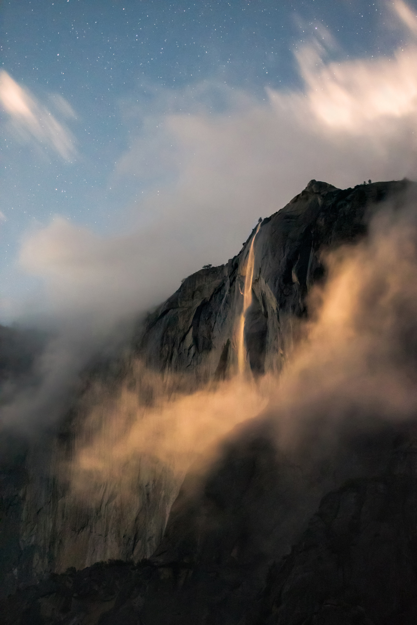 Moonlit Fire photographed by Brandon Yoshizawa, United States Location Details: Yosemite National Park
