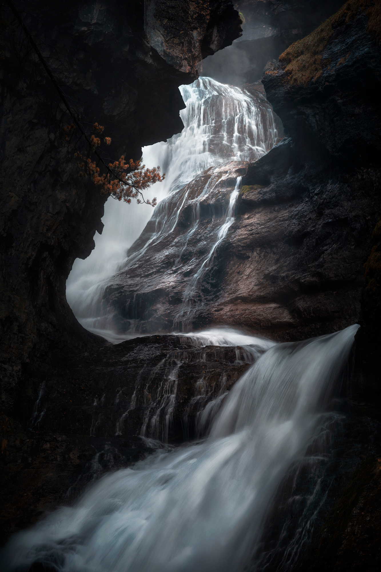 Strait Waterfall photographed by Javier Enjuto Garcia, Spain Location Details: Ordesa y Monte Perdido National Park, northeast of Spain