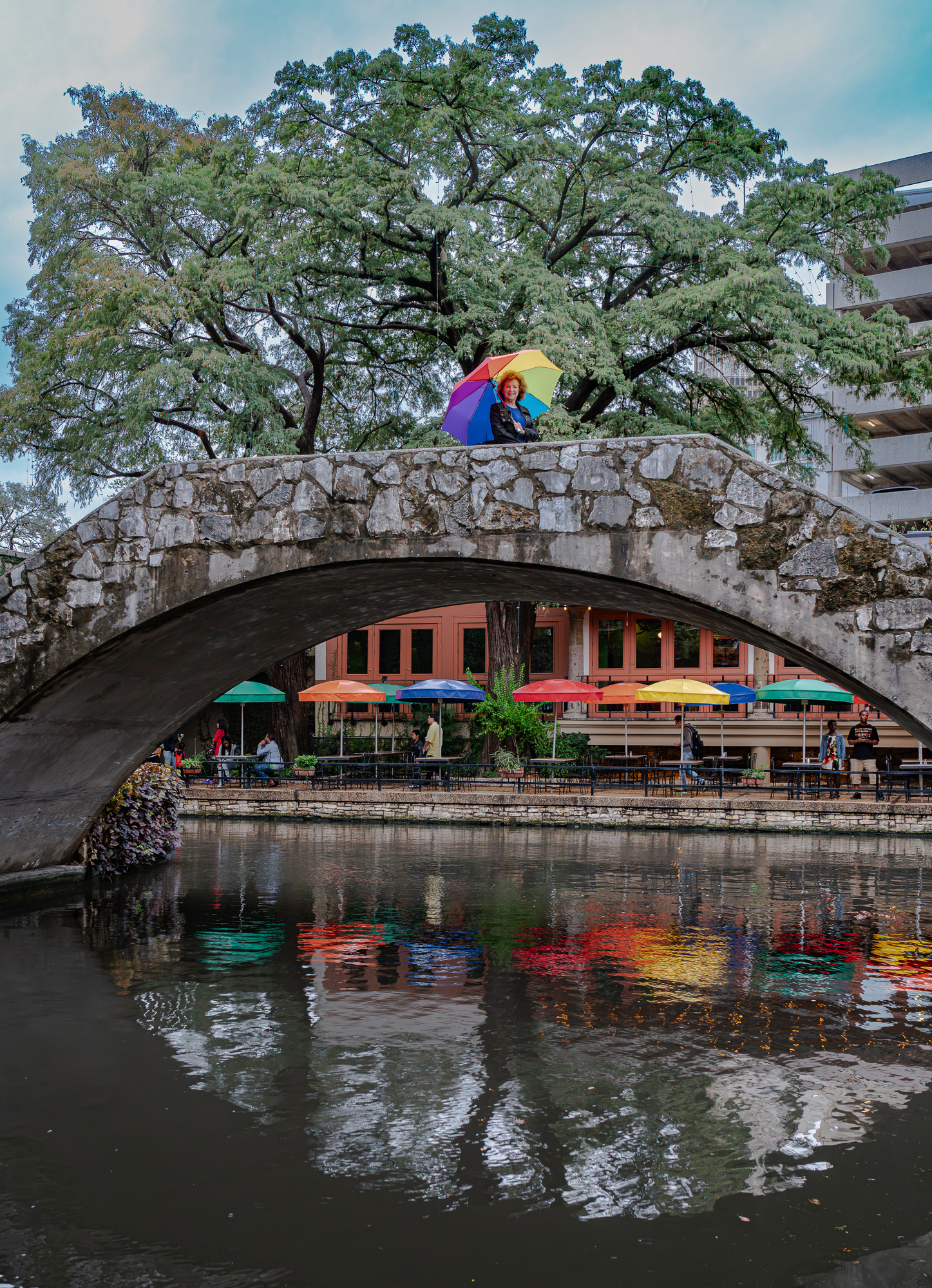 Matching umbrellas at San Antonio Riverwalk