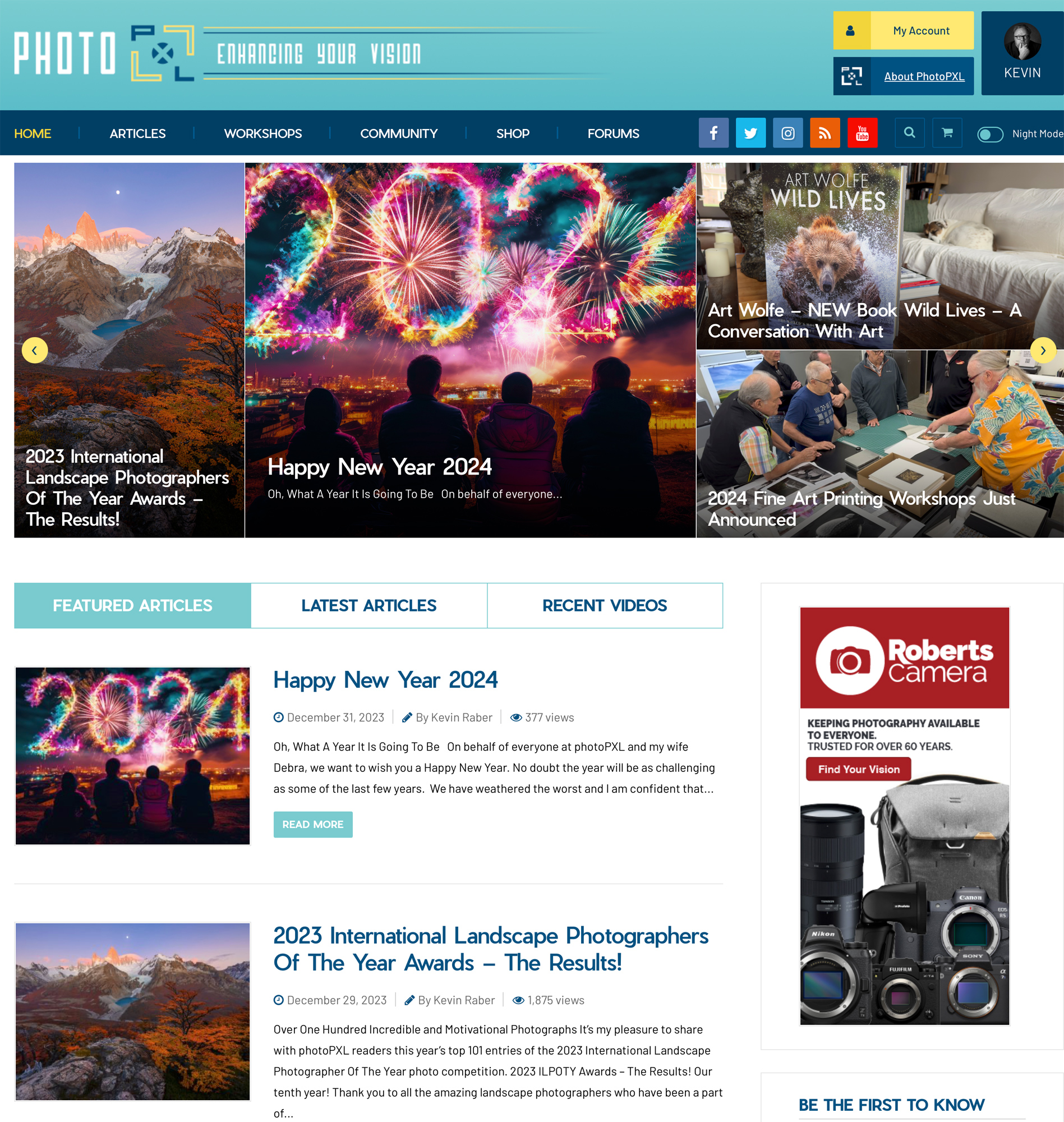 The photoPXL Home Page. 