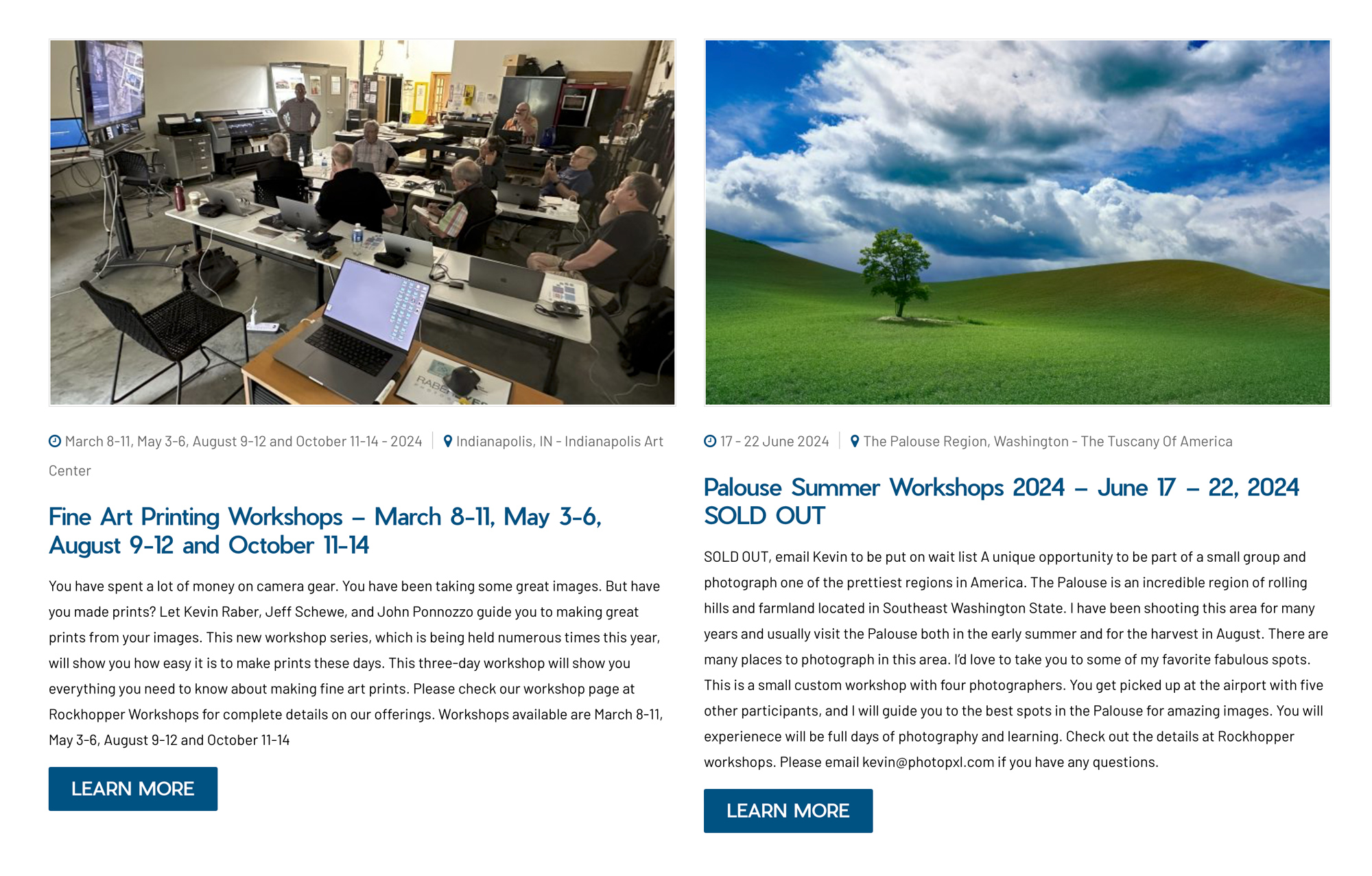 Check out our workshops and then click over to the Rockhopper Workshops page for more details