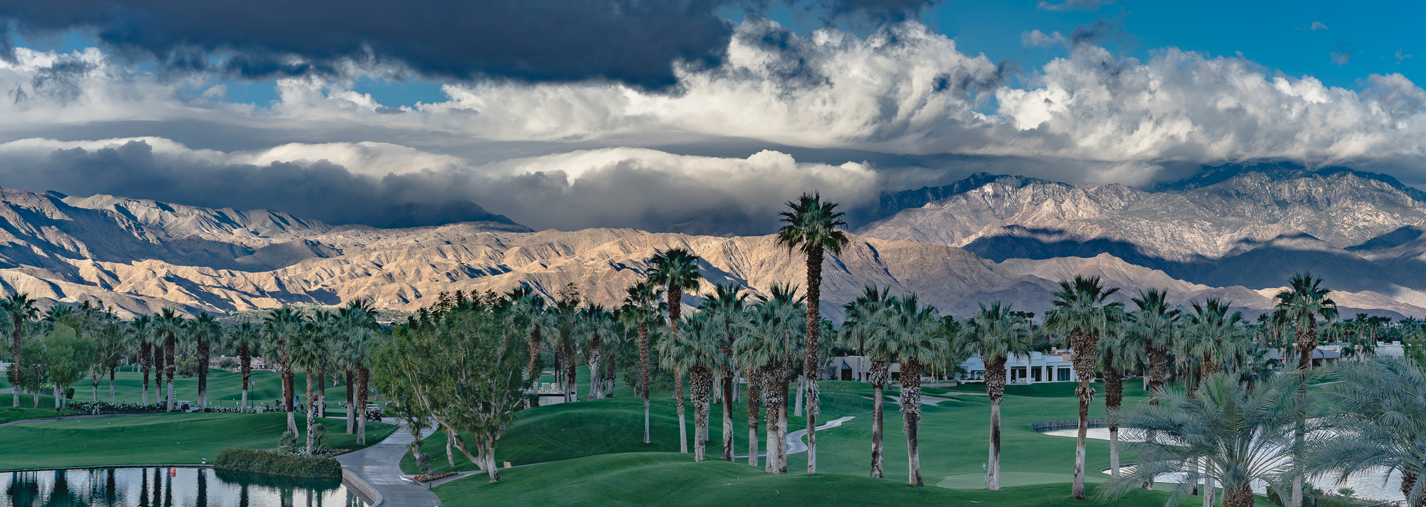 Winter storm clouds atop the mountains of Palm Desert