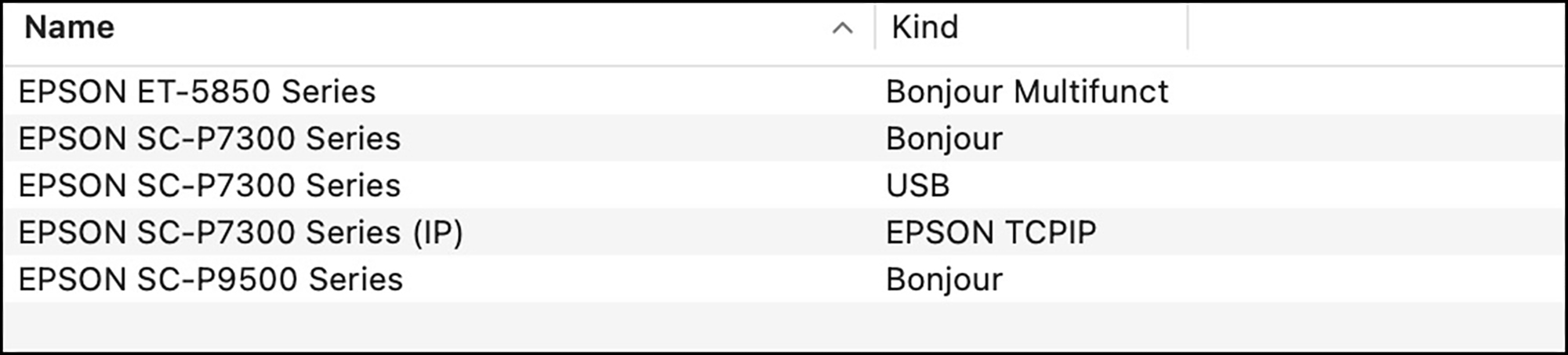 Figure 21. Driver Installation Options for MacOS