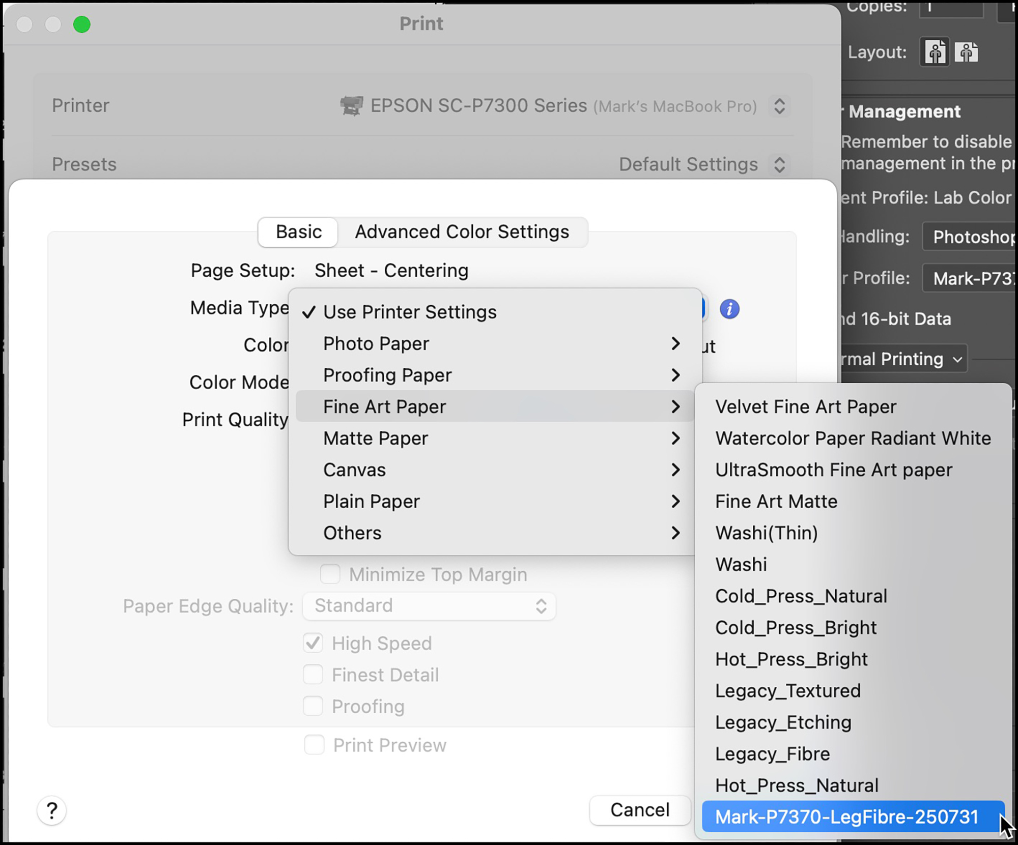 Figure 24. Setting the Media Type