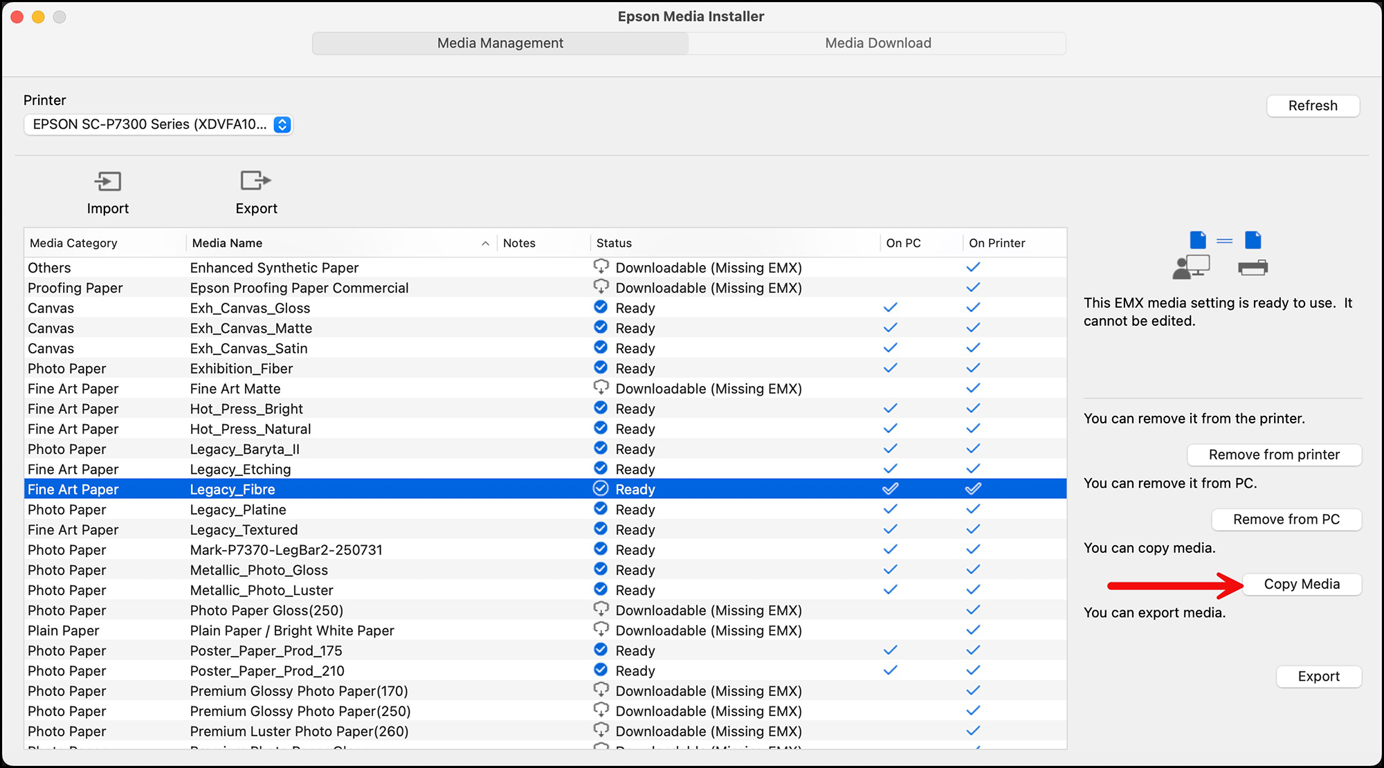 Figure 29. Copy an existing media to create a new custom Media Type