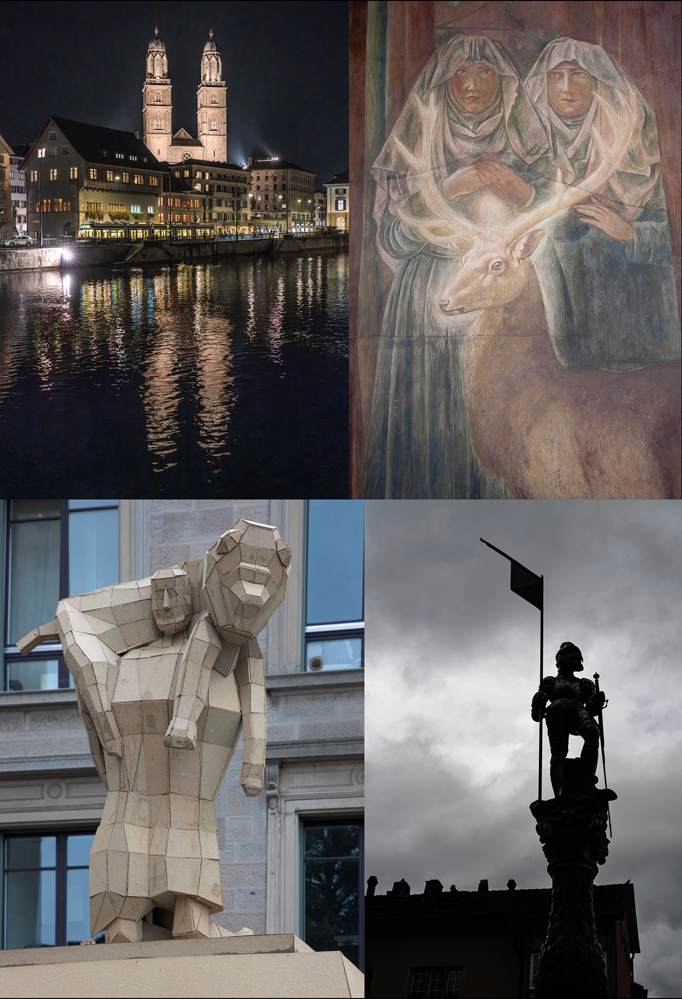 Figure 6. Grossmunster, Fraumunster; Sculptures newer and older.