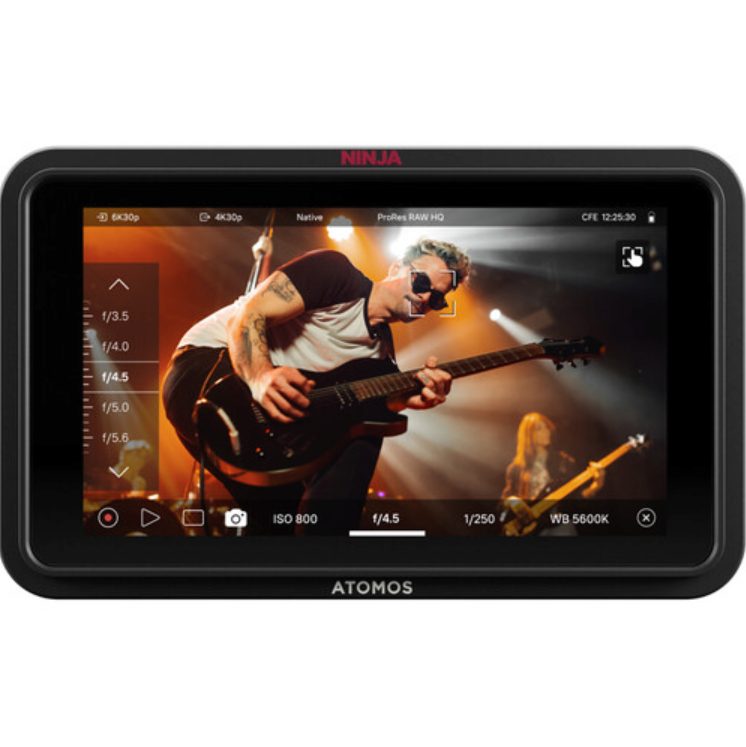 Atomos Ninja RAW monitor-recorder displaying a guitarist performing on stage