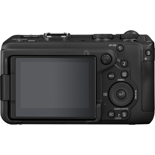 Rear view of Canon EOS R6V showing LCD screen and camera controls