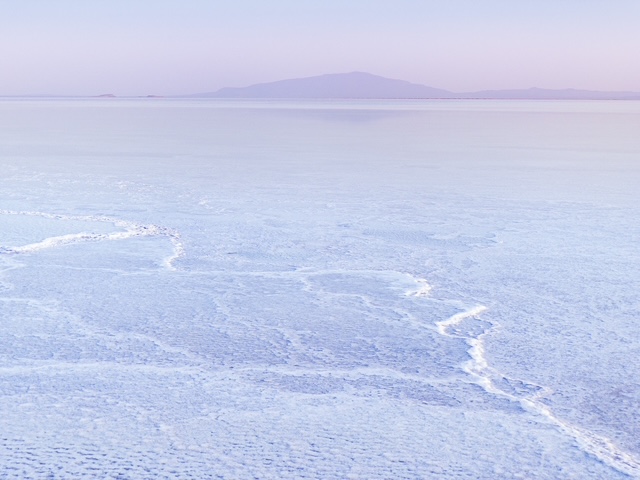 Salt formations at dusk on Lake Asale in Ethiopia's Danakil Depression