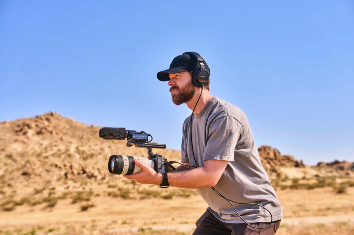 Sony FX5 cinema camera in a desert filmmaking setup