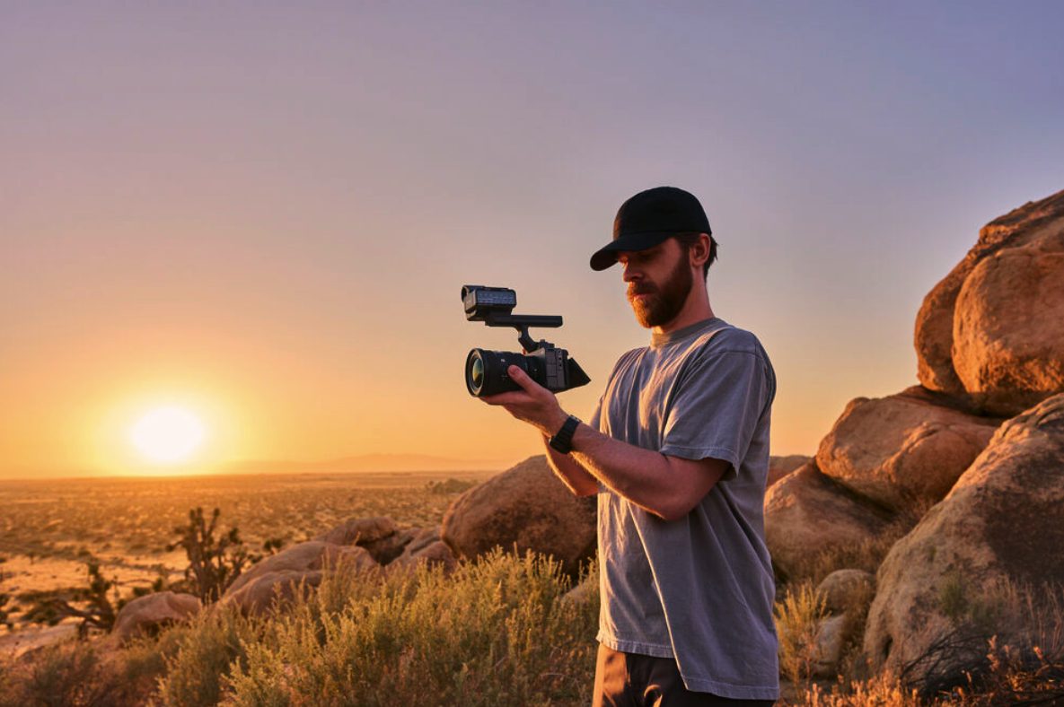 Sony FX5 cinema camera used for filmmaking at sunset