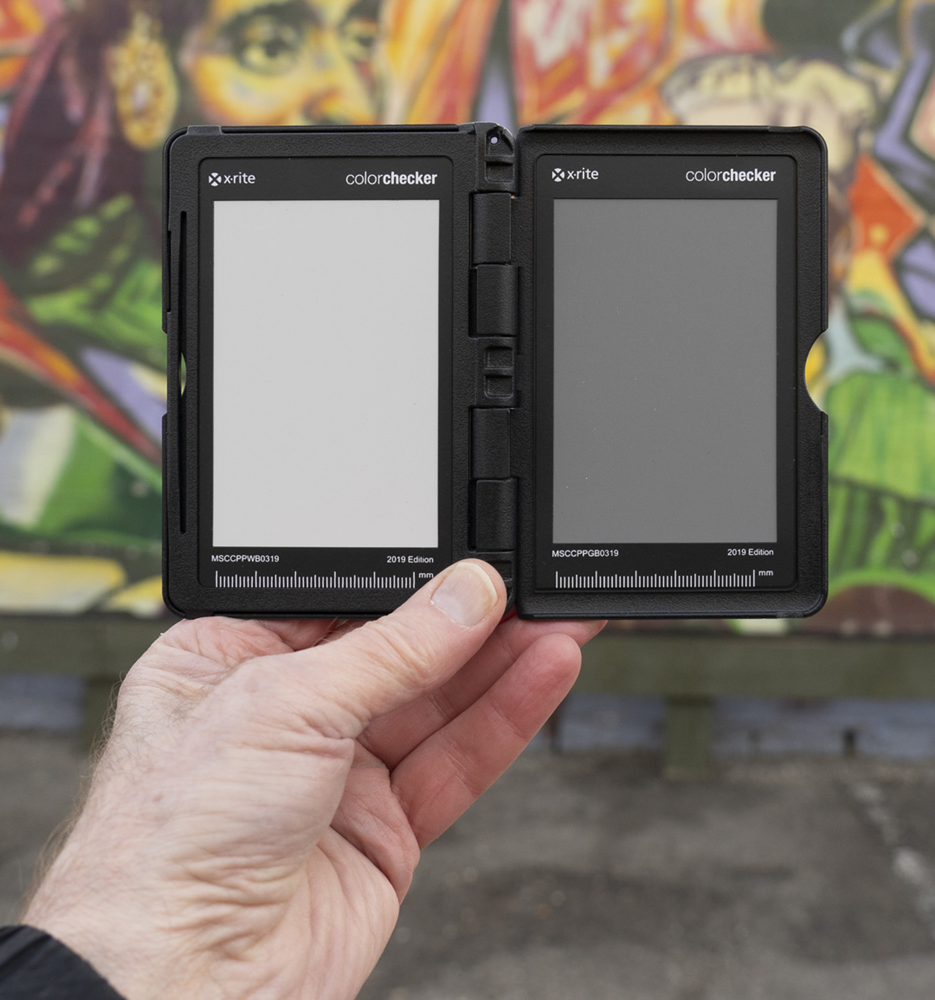 Grey card used for white balance while photographing the mural