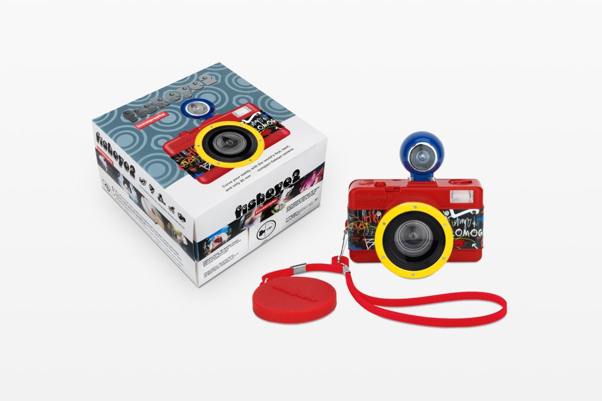fisheye graffiti packaging camera on grey