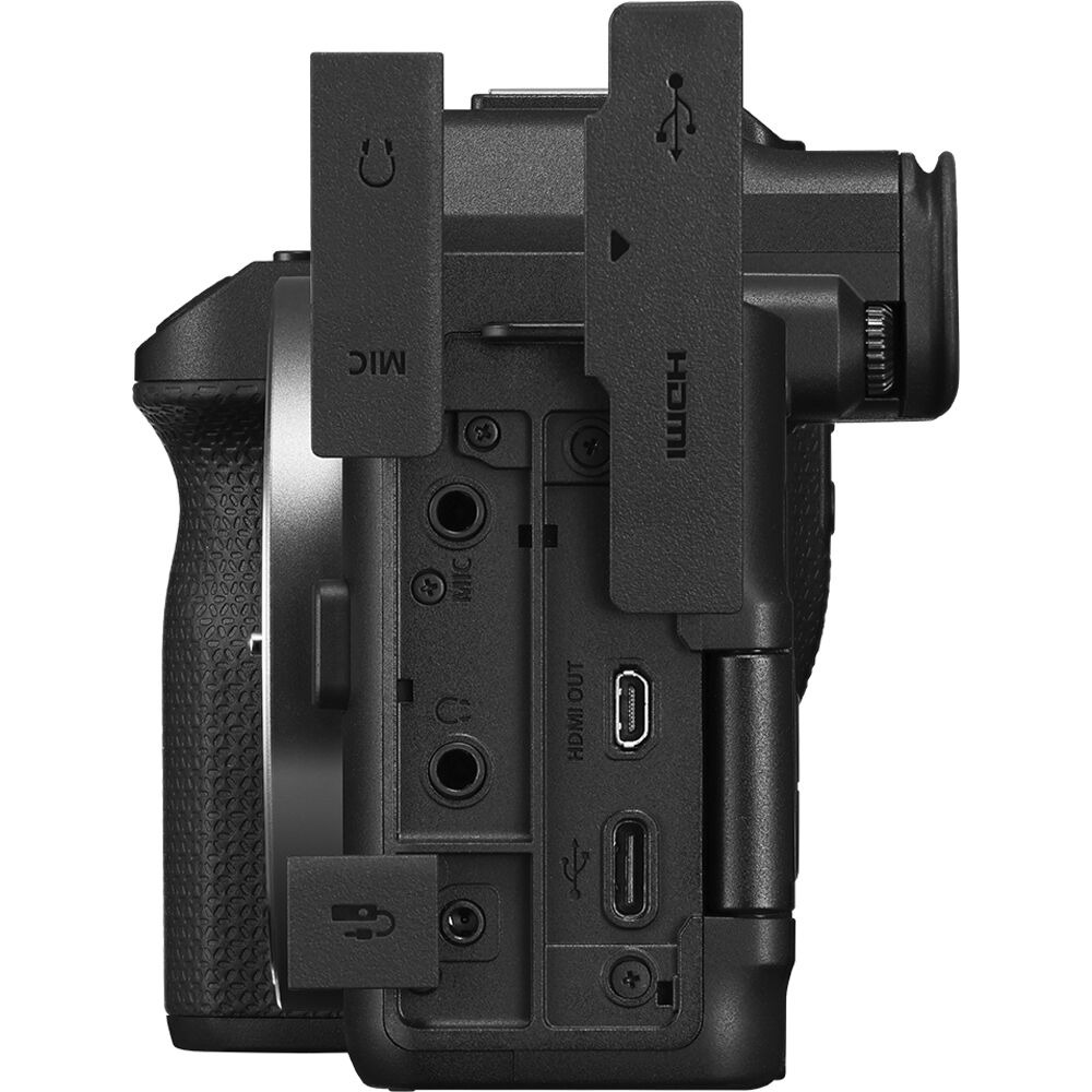 Canon EOS R8 Mark II camera showing the side ports and connections.